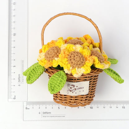 Crocheted Sunflower mini flower basket