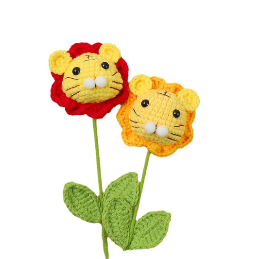 Crocheted little lion flower branch