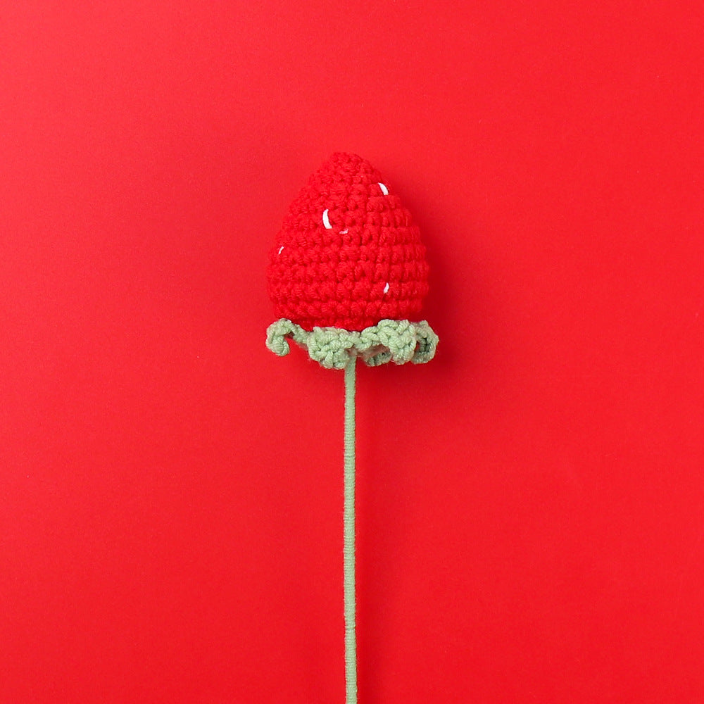 Hand crocheted red strawberry flower branches