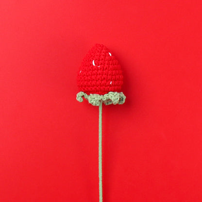 Hand crocheted red strawberry flower branches