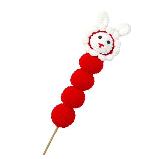 Crocheted sugar ball rabbit flower branch