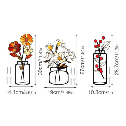 Metal vase flower crafts wall decoration painting wall sticker home decorations