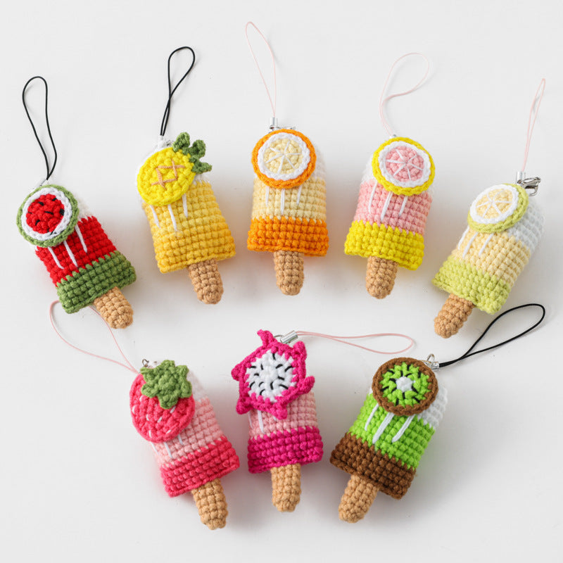 Crocheted Fruit popsicle pendant