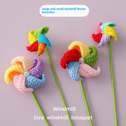 Crocheted large and small windmill flower branches graduation season