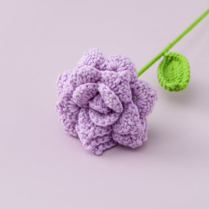 Crocheted Pointed Rose Branch Rhombus Petals