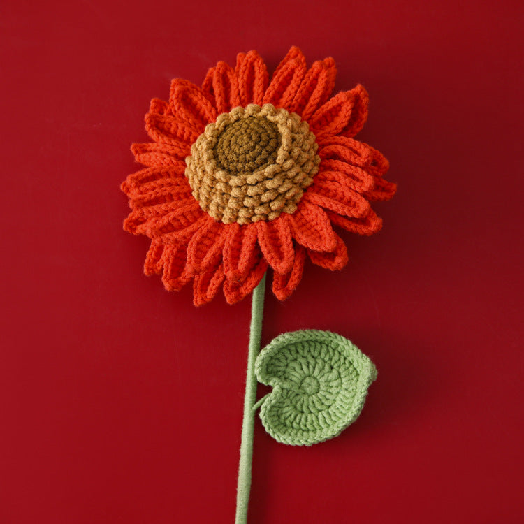 Crocheted 36 petals double layer sunflower branches