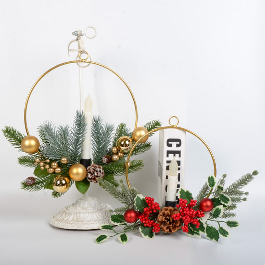 Christmas wreath metal wall hanging simulation plant red fruit pine needles festival layout decoration home holiday party