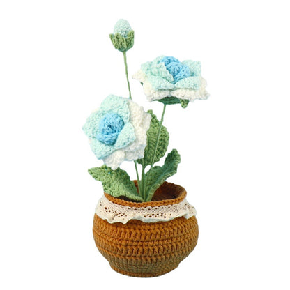 Handmade Crocheted wool Rose potted plant