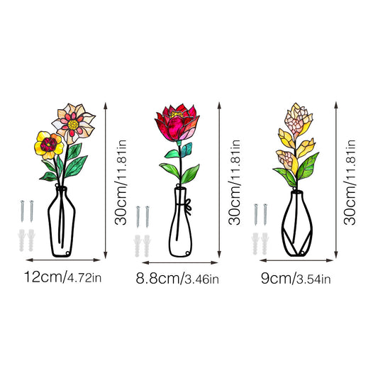 Metal vase flower crafts wall decoration painting wall sticker home decorations