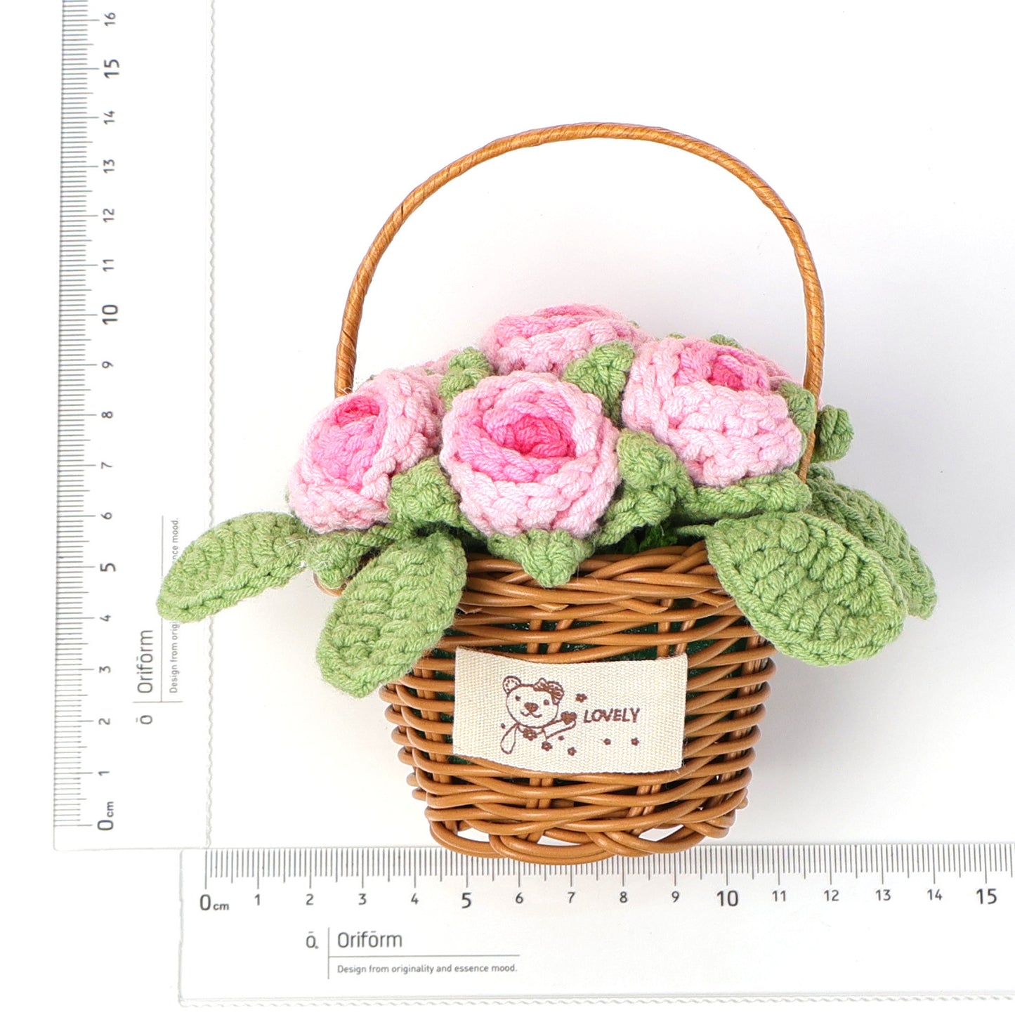 Crocheted Rose Blossom flower basket