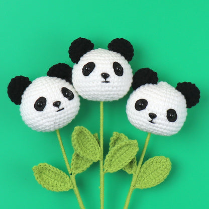 Crocheted  Panda bouquet cartoon doll