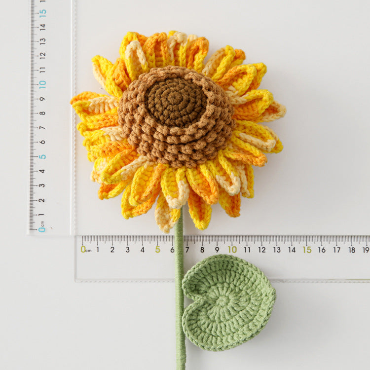 Crocheted 36 petals double layer sunflower branches