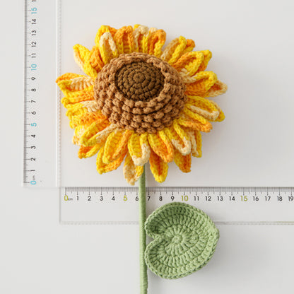 Crocheted 36 petals double layer sunflower branches