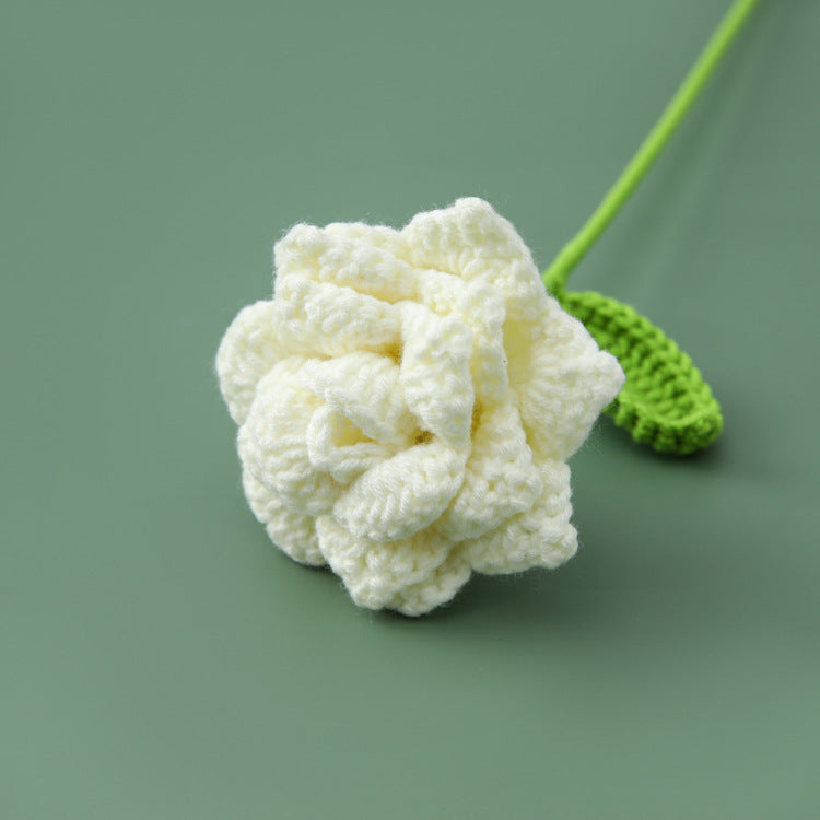 Crocheted Pointed Rose Branch Rhombus Petals