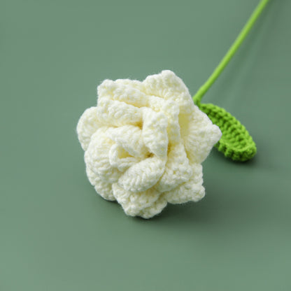 Crocheted Pointed Rose Branch Rhombus Petals