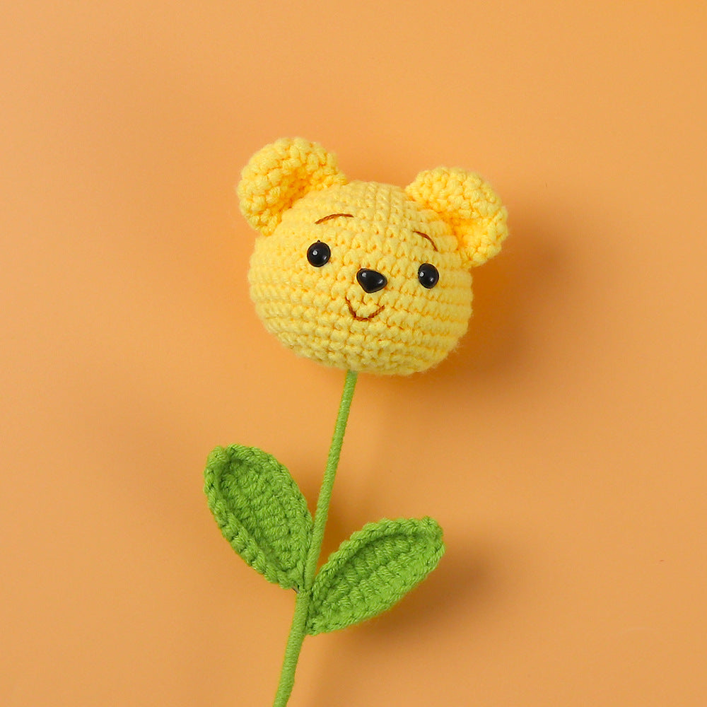 Handmade crocheted  bears and cute yellow tulips