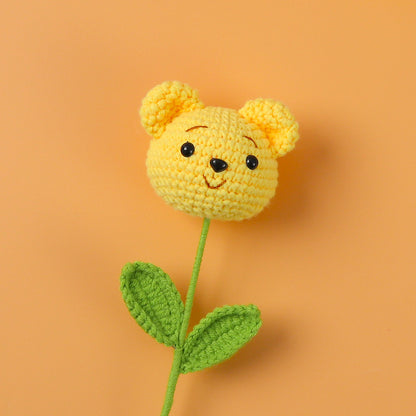 Handmade crocheted  bears and cute yellow tulips
