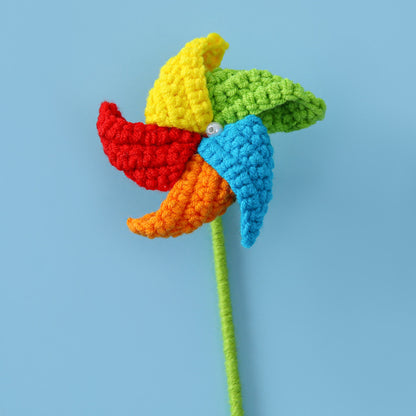 Crocheted large and small windmill flower branches graduation season