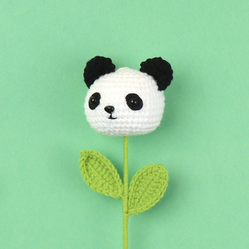 Crocheted  Panda bouquet cartoon doll