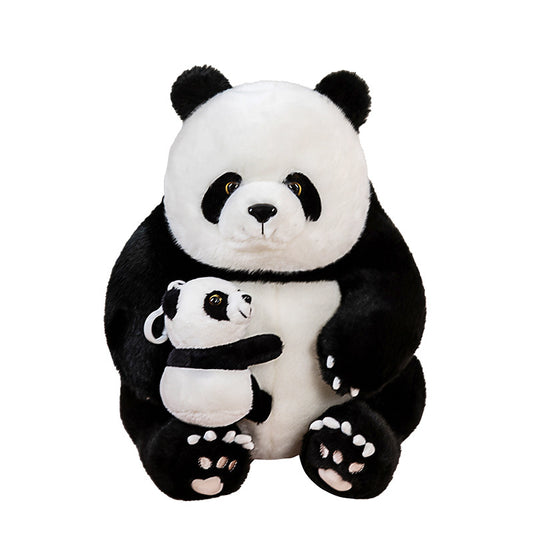 Simulated giant panda plush doll mother and child panda doll gift