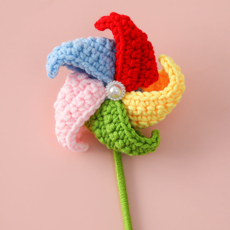 Crocheted large and small windmill flower branches graduation season