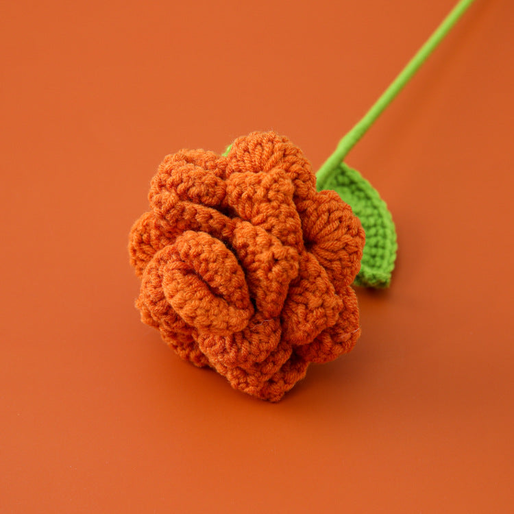 Crocheted Pointed Rose Branch Rhombus Petals