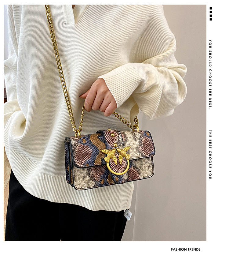 Snakeskin pattern women's shoulder bag