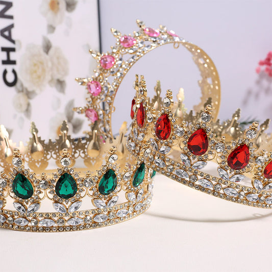 Crown bride headdress dress wedding princess luxury shiny full round crown