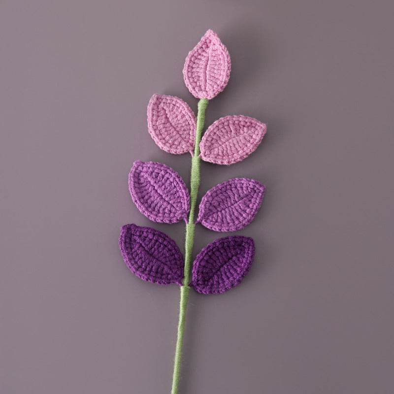 Bouquet accessories wool knitting 7 leaves with gradient colors