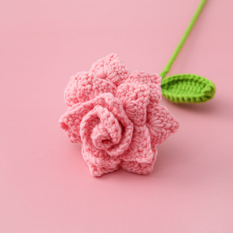 Crocheted Pointed Rose Branch Rhombus Petals