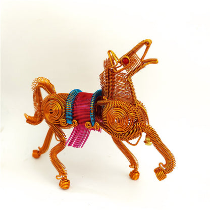 [Horse Model] Handmade Aluminum Wire Horse Model Golden Horse Ornament Aluminum Wire Crafts