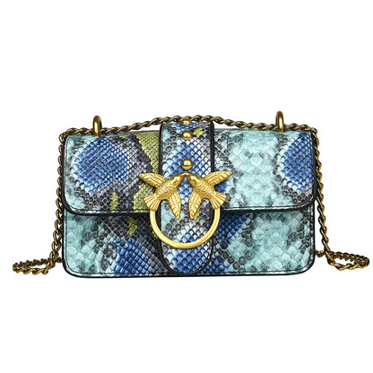 Snakeskin pattern women's shoulder bag