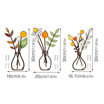 Metal vase flower crafts wall decoration painting wall sticker home decorations