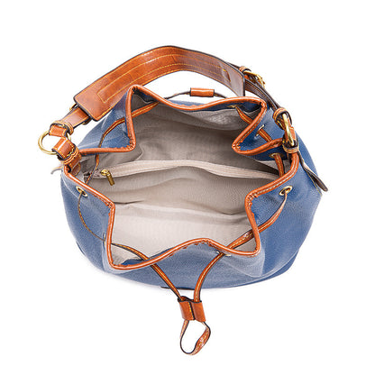 Retro pebble lychee grain pattern single-shoulder portable bucket women's bag