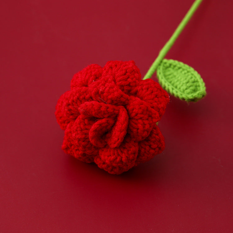 Crocheted Pointed Rose Branch Rhombus Petals