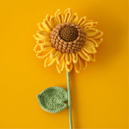 Crocheted 36 petals double layer sunflower branches