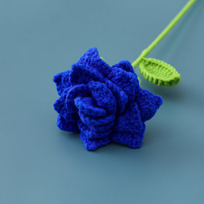 Crocheted Pointed Rose Branch Rhombus Petals