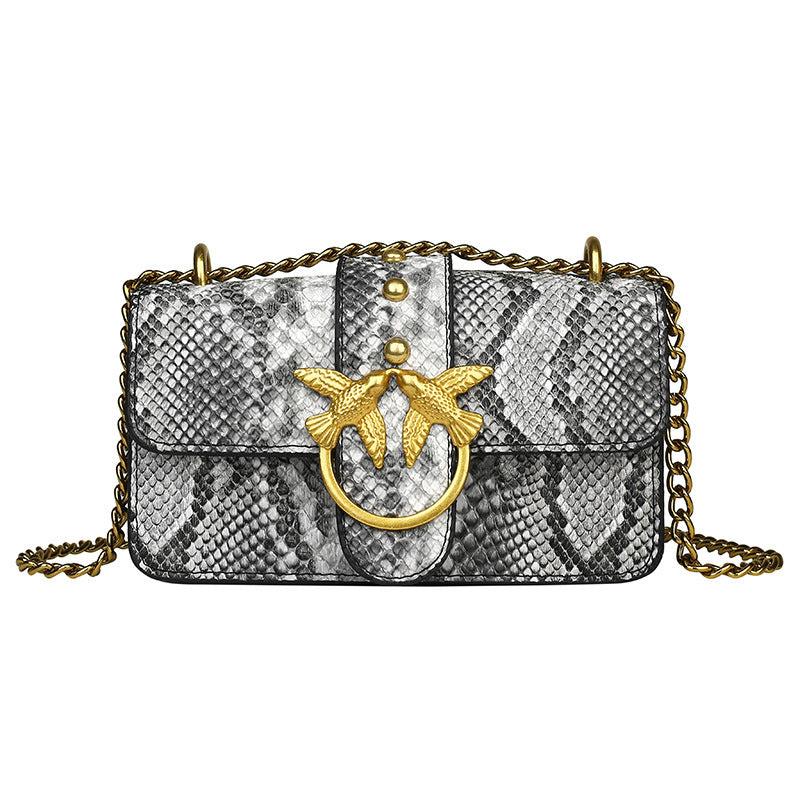 Snakeskin pattern women's shoulder bag