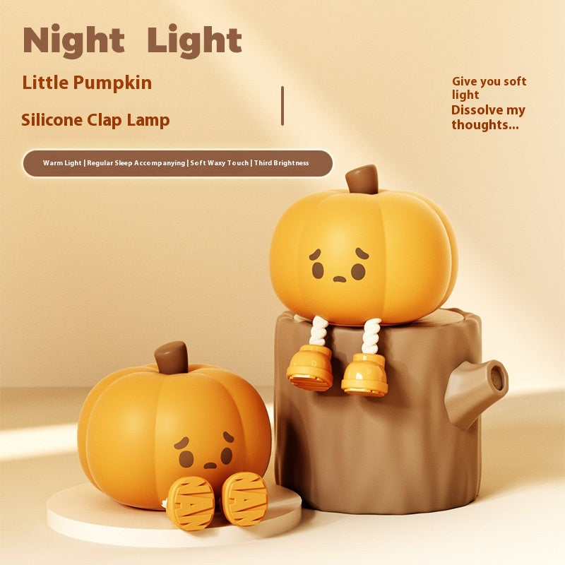 Pumpkin silicone night light bedroom sleep light bedside pat light