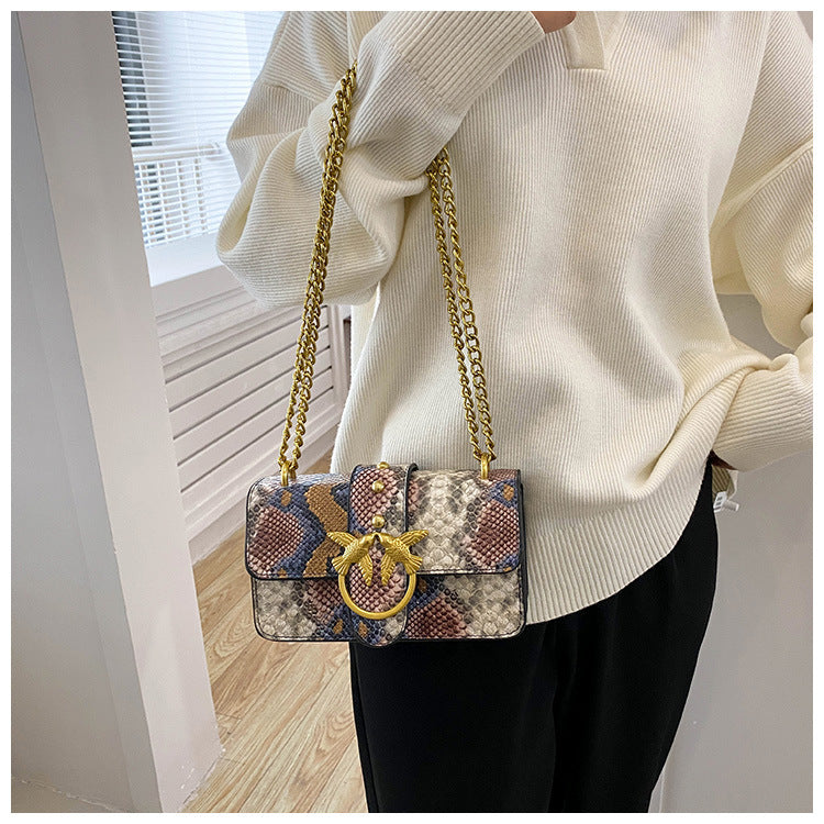 Snakeskin pattern women's shoulder bag