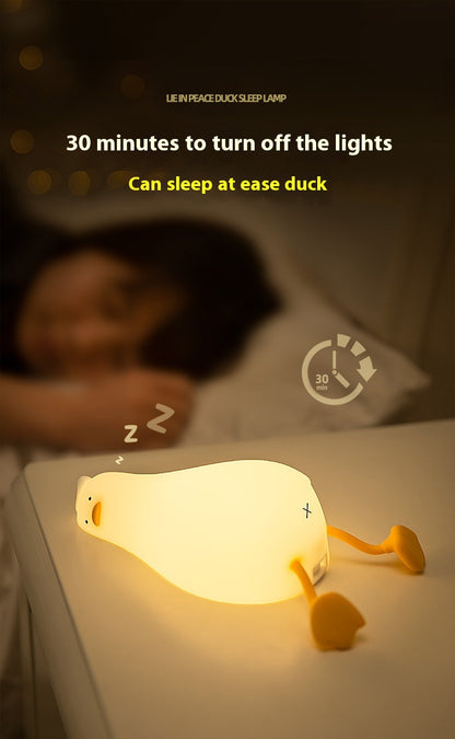 Lying duck night light bedroom charging children's sleep companion gift bedside lamp creative silicon Film pat lights