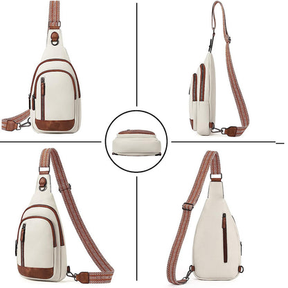 Chest bag, versatile and fashionable cross-body shoulder bag, simple fashionable casual motorcycle bag for women