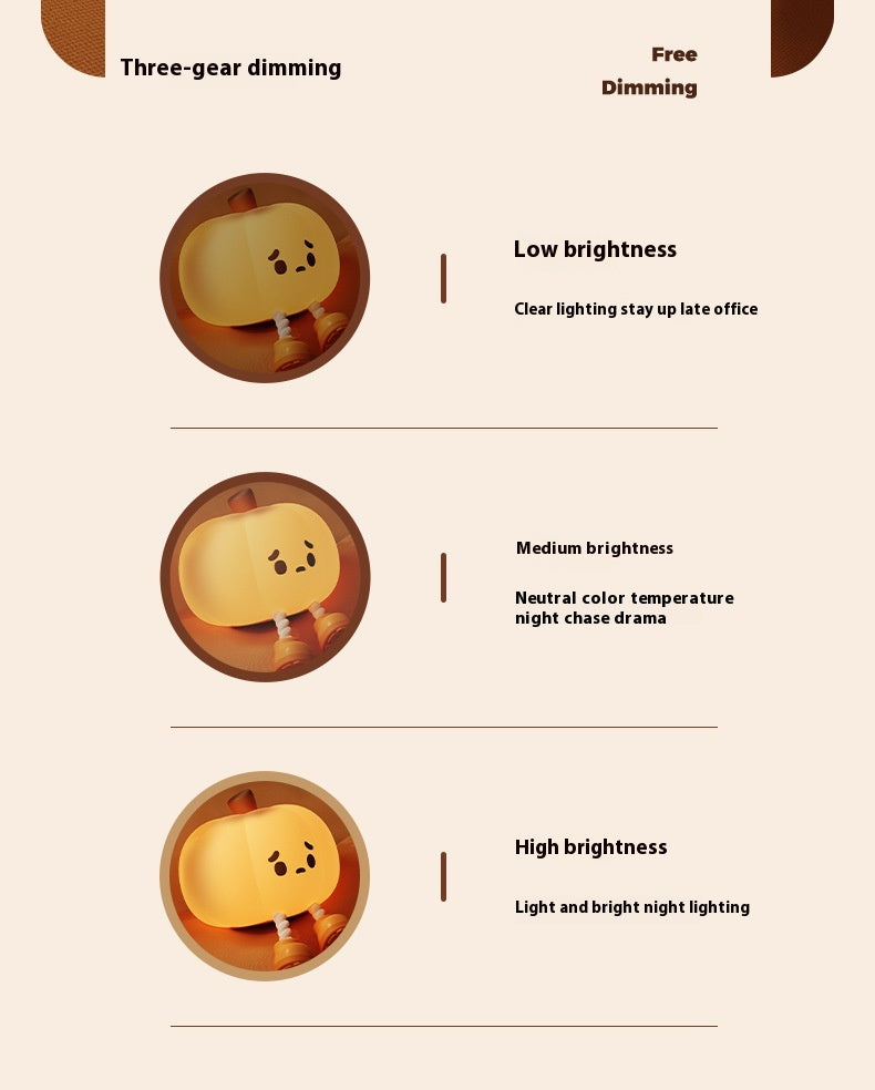 Pumpkin silicone night light bedroom sleep light bedside pat light