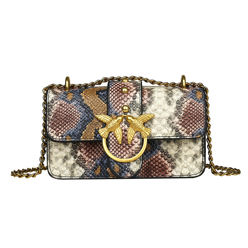 Snakeskin pattern women's shoulder bag