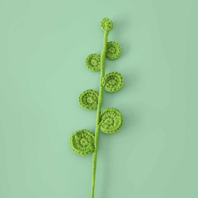 Hand-crocheted 7-leaf eucalyptus leaves