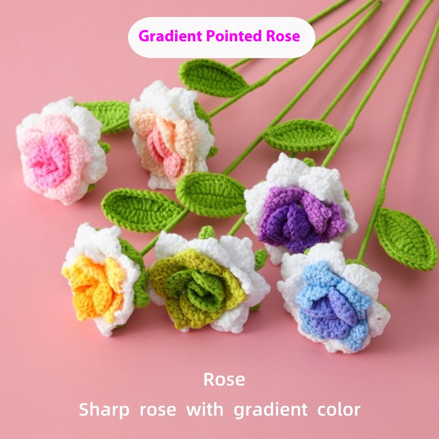 Crocheted gradient pointed rose