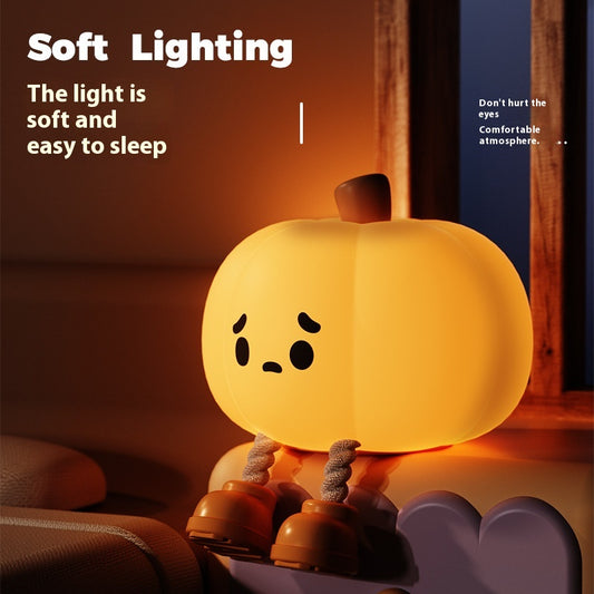 Pumpkin silicone night light bedroom sleep light bedside pat light