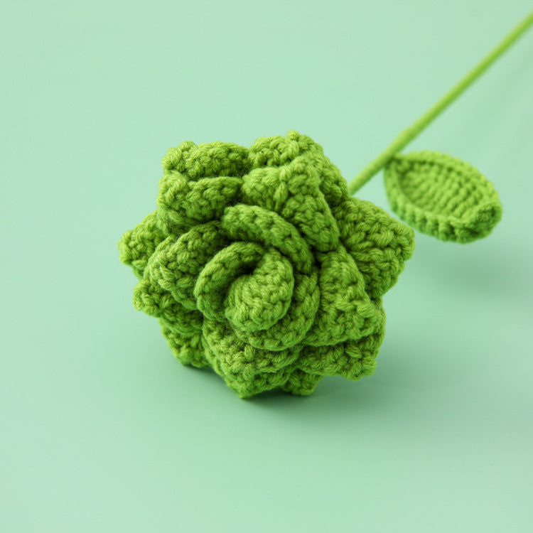 Crocheted Pointed Rose Branch Rhombus Petals