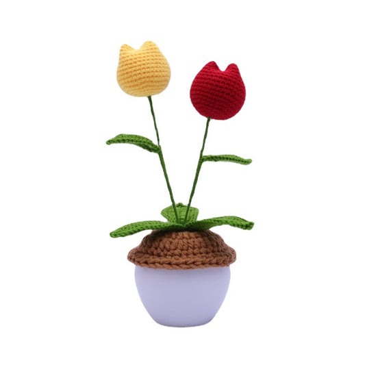 Handmade crocheted tulip pots