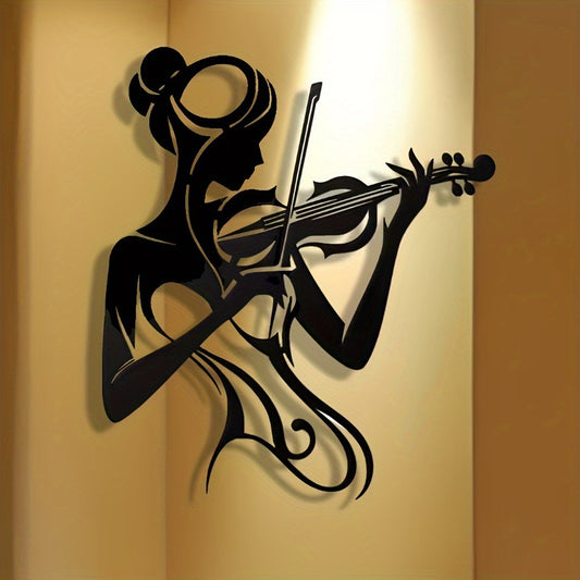 Violin iron art female lines hanging decoration wall decoration silhouette pendant art metal crafts